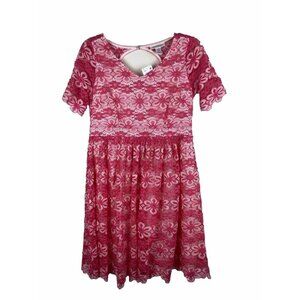 Motherhood Maternity Pink Floral Lace Short Sleeve Dress Size M Medium NEW NWT